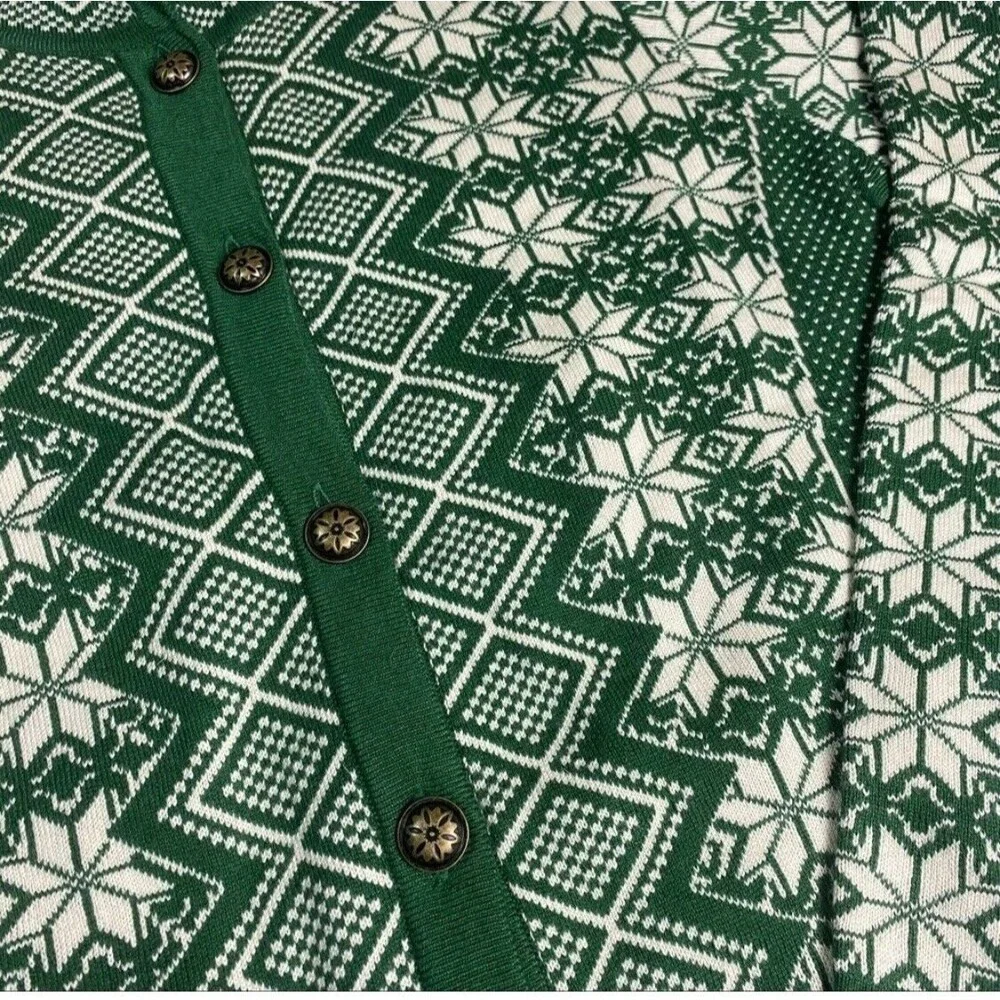 Appleseeds Sz M green ivory fair isle Nordic button up soft ca… - Picture 6 of 13